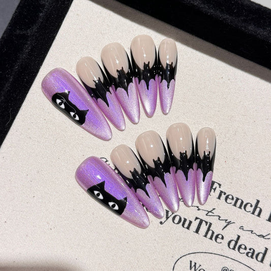 New Halloween Wear Nail Art False Nails  Spider Bat Finger handmade press on nails Art | 365nails