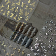 Oriental Phoenix & Cloud: "Celestial Phoenix Scroll" – 5D Embossed Nail Sticker