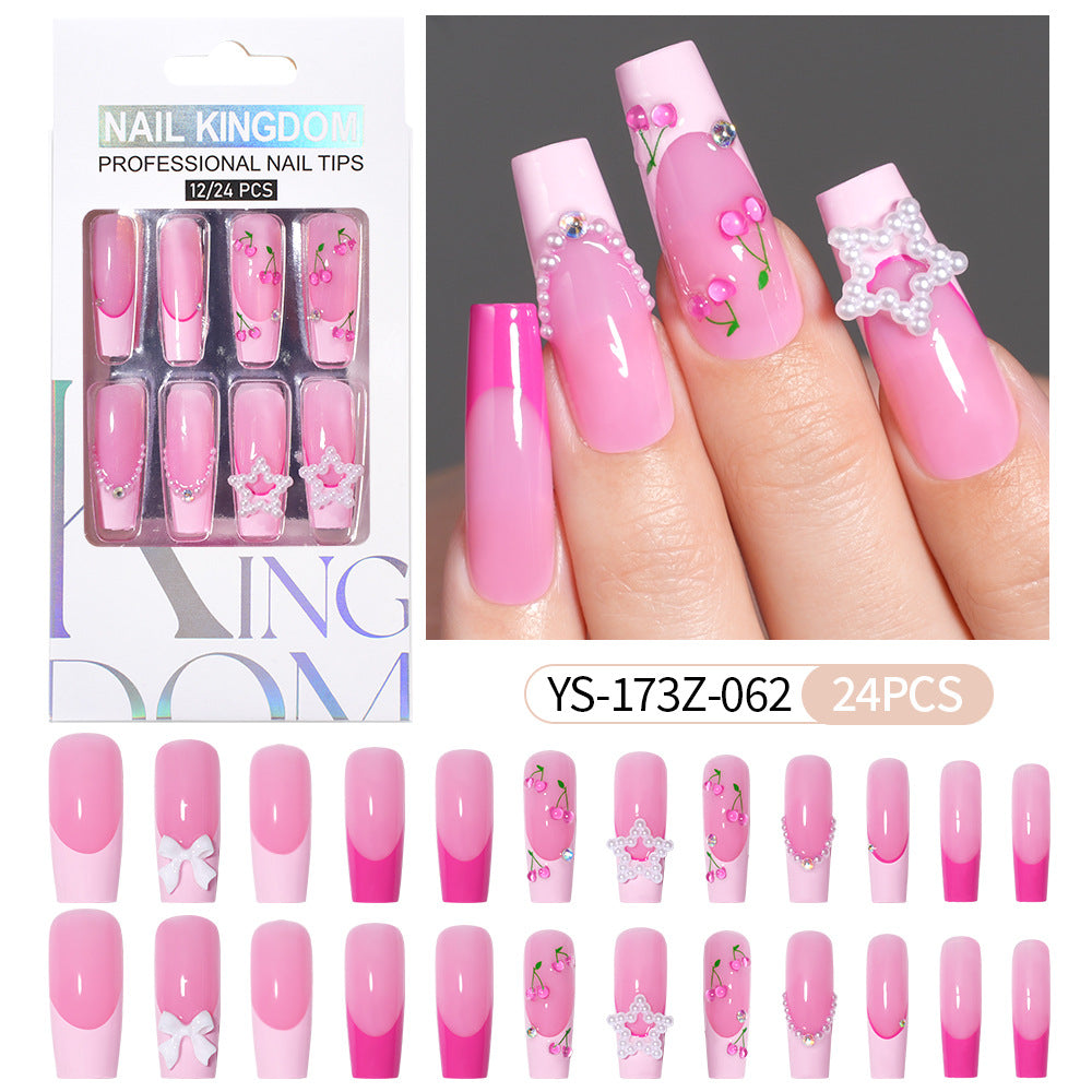 Press on nails fake nail patch extension nail Spice Girl medium rectangle removable 24 pieces with drill manicure