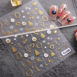 Bronzing Christmas Tree Nail Art Sticker 5D Embossed Three-dimensional Snowflake Christmas Ball DIY Nail Sticker Ornament TJ