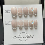 Long Black Silver Nude Elegant Press On Nail Set
