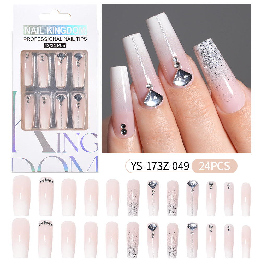 Press on nails fake nail patch extension nail Spice Girl medium rectangle removable 24 pieces with drill manicure