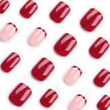 Yiwu nail art wearing nail piece solid color burgundy nail art fake nail short wearable nail sticker wholesale