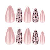 Leopard print cat eye wearing nails short almond nails manicure finger