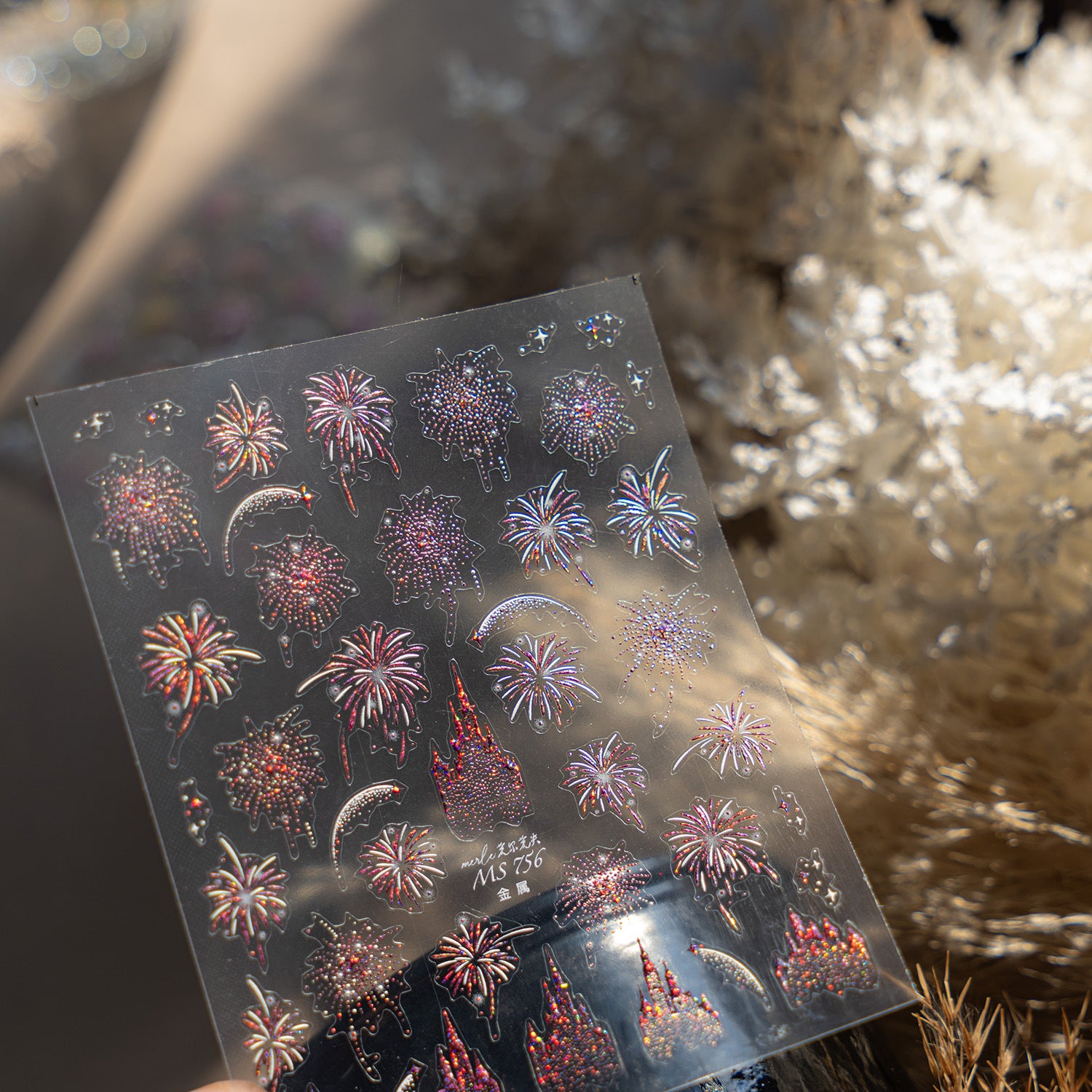 Shell Light Firework Castle Collection: "Dreamy Shell Light Firework Castle" – 3D Embossed Nail Sticker