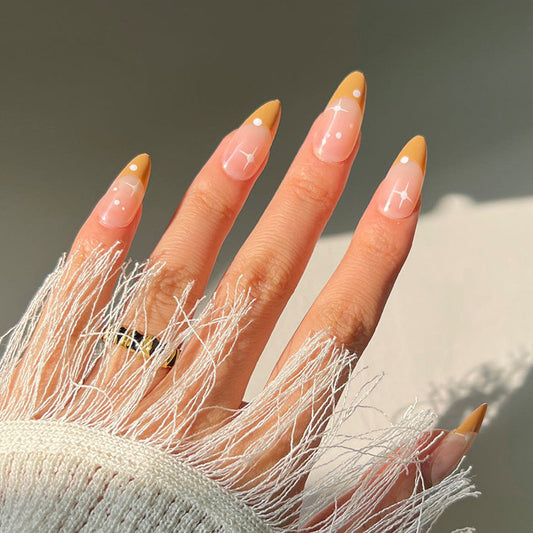Yellow French Star  Wholesale Press onable  False Nail   False Nail Nail｜365nails