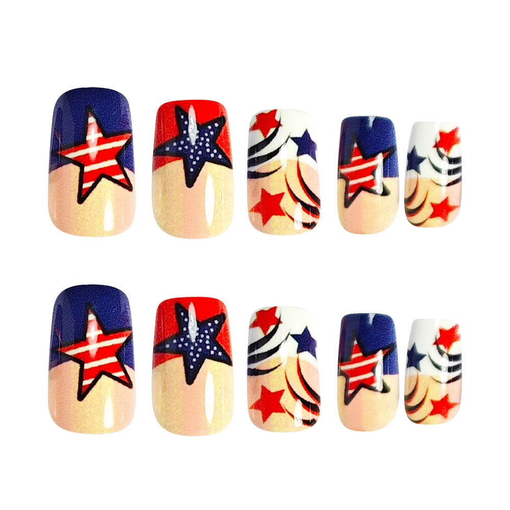 365nails: Independence Day Starlight French Square Press-On Nails