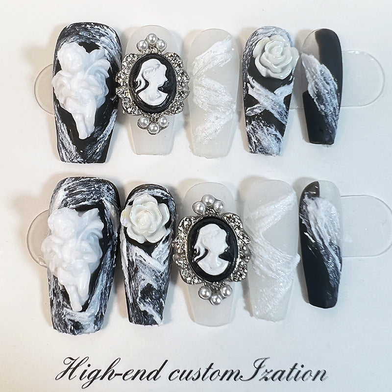 365nails: "Gothic Angel" – Long Coffin Handmade Press-On Nails