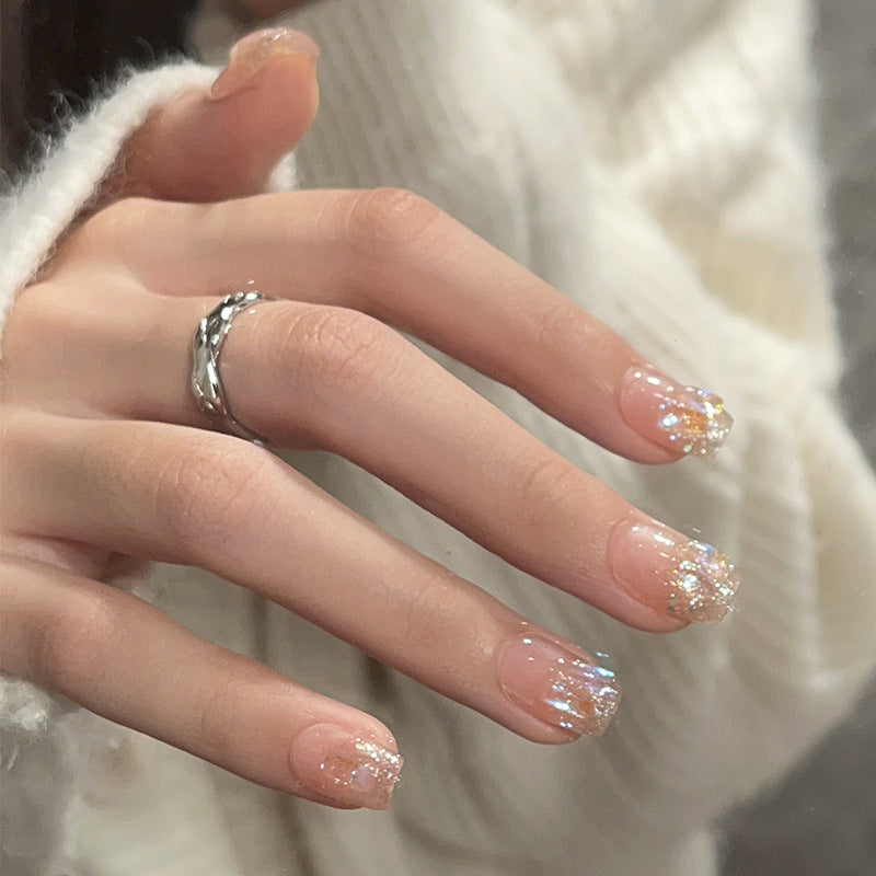 Warm Elf 同款短款彩色極光亮鑽可拆卸甲貼｜手工佩戴·批發｜365nails