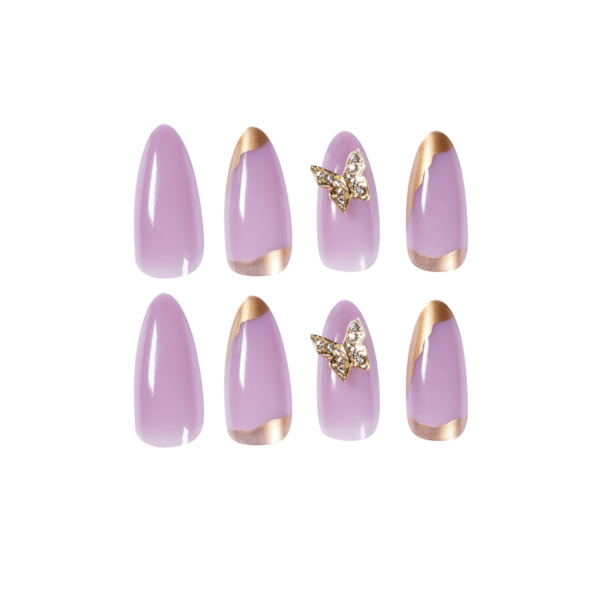 Smoke Purple Phnom Penh Butterfly Wear Nail Art Finished Fake Nail Nail Art Patch Nail Patch Removable Nail Patch｜365nails