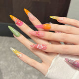 Tropical Rainbow Floral Summer Nails