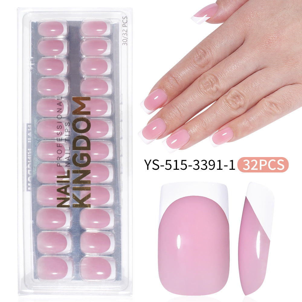New press on nails French Ultra-thin Short Square False Nails 32 pieces Simple Removable Extension Patch Nail Art