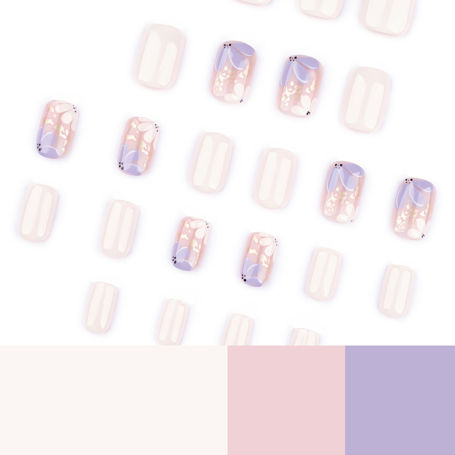 hot-selling spring and summer new products ins wind press-on nails pads sweet floral fake nails short square nail pads wholesale｜365nails