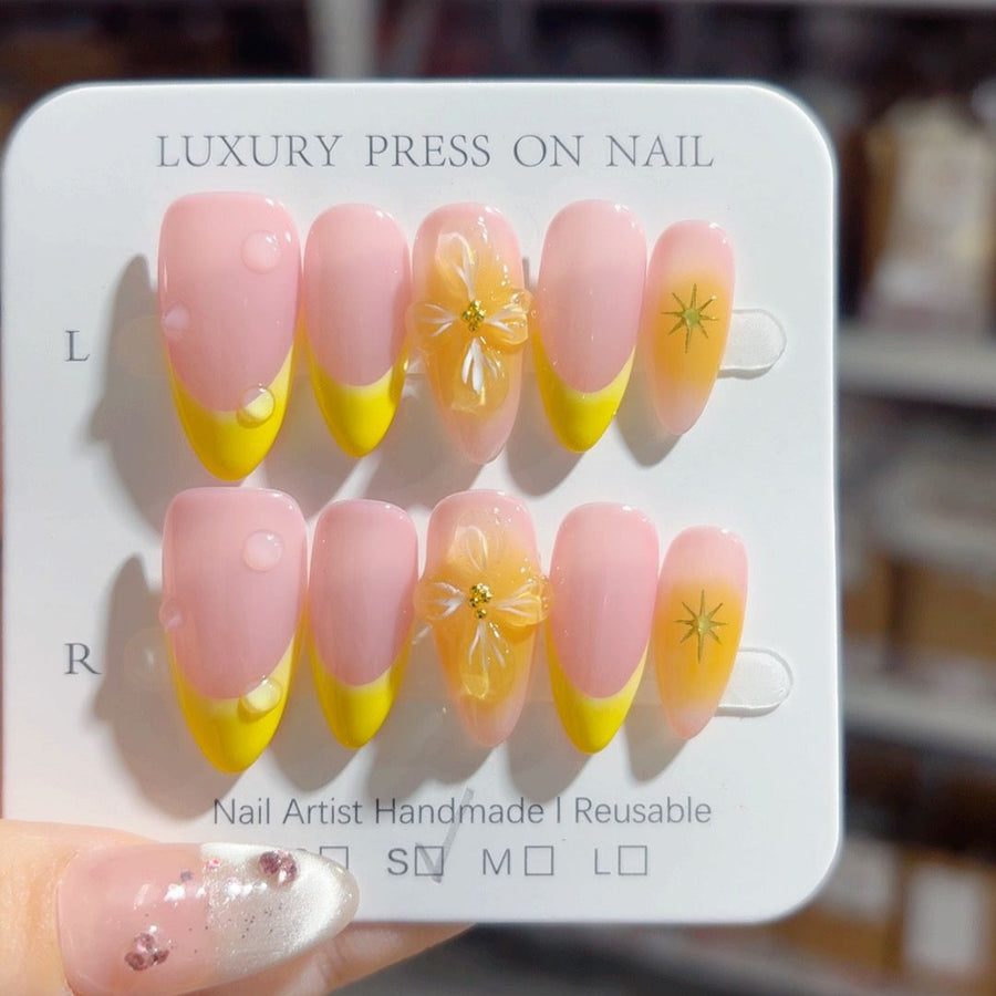 Citrus Bloom: "Pink Lemonade" – Almond Press-Ons
