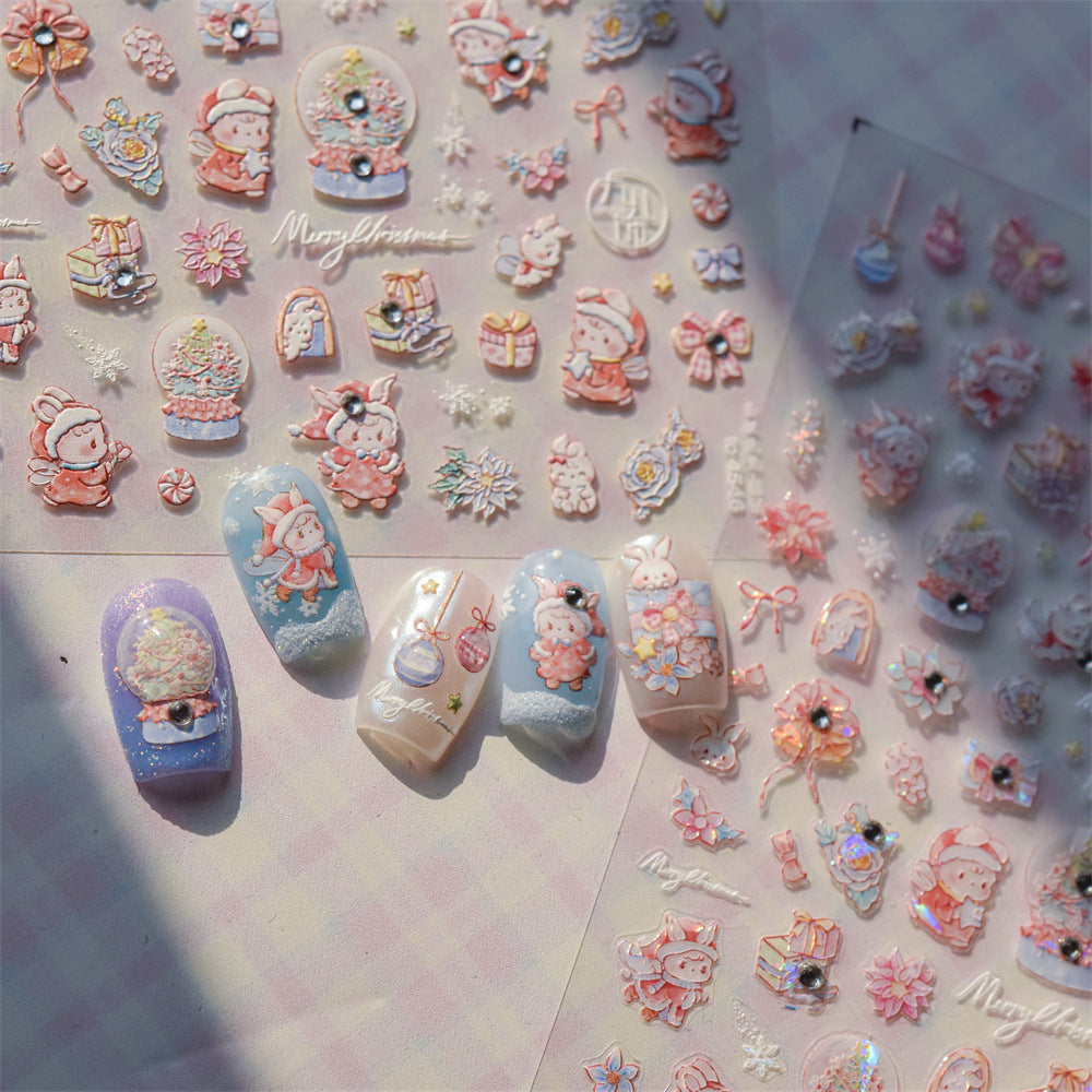 365nails: "귀여운 크리스탈 겨울 캐릭터" – 네일 아트 스티커