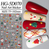 Happy Christmas Nail Art Sticker 5D Embossed Three-dimensional Snowman Santa DIY Nail Sticker Ornament HG