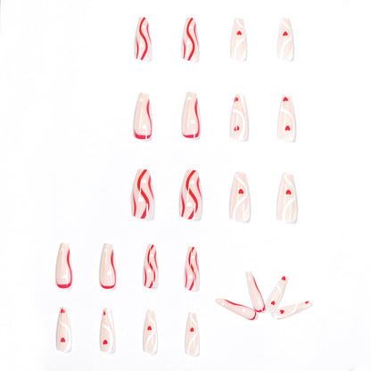 Pop Line Long Ballet Wear Nail Art Finished Fake Nail Nail Art Patch Nail Patch Removable Nail｜365nails