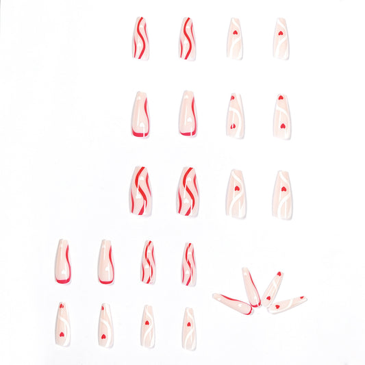 Pop Line Long Ballet Wear Nail Art Finished Fake Nail Nail Art Patch Nail Patch Removable Nail｜365nails