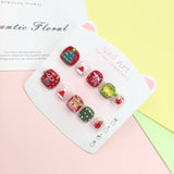 Christmas Cute Kids Press On Nails with Holiday Icons