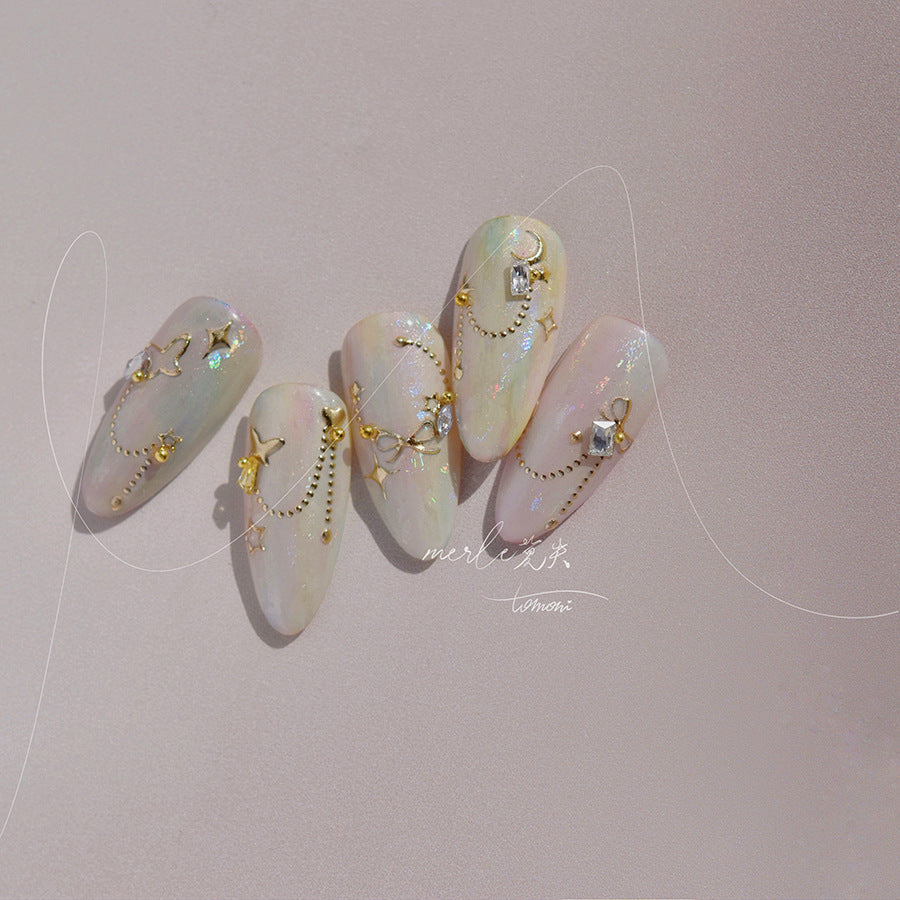 365nails: 골드 호일 별 체인 천체 – 네일 아트 스티커