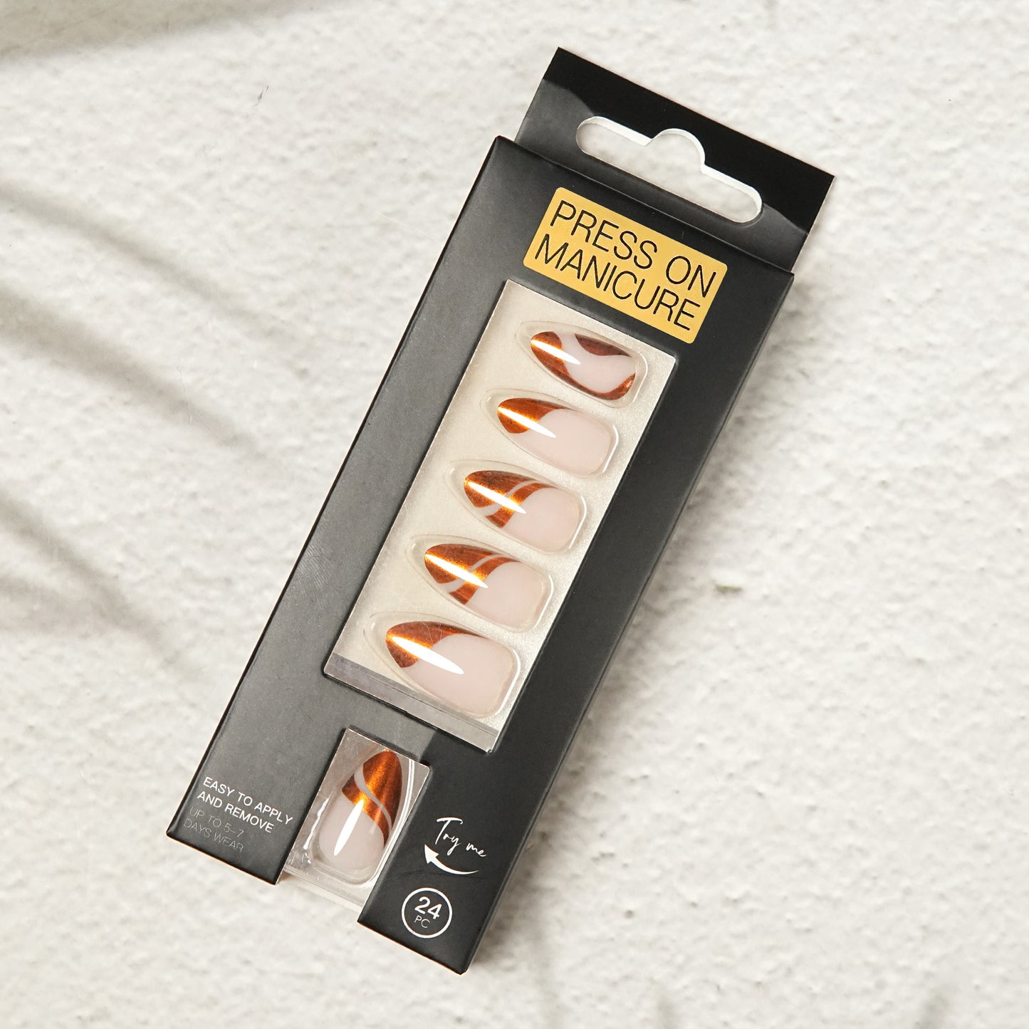 Metallic Copper French Short Almond Nail Set