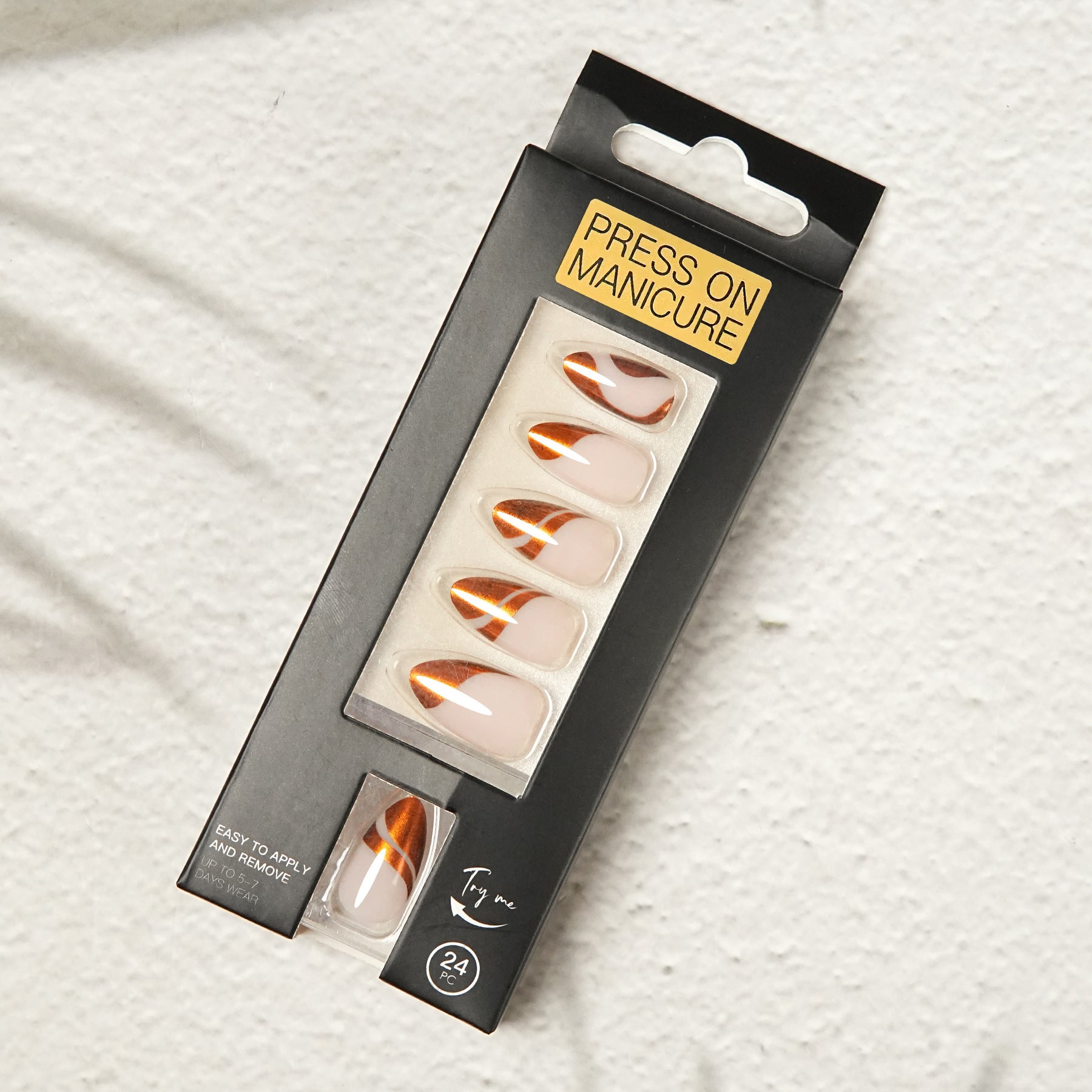 Metallic Copper French Short Almond Nail Set