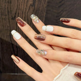 Bronze White Gold Elegant Luxe Nails