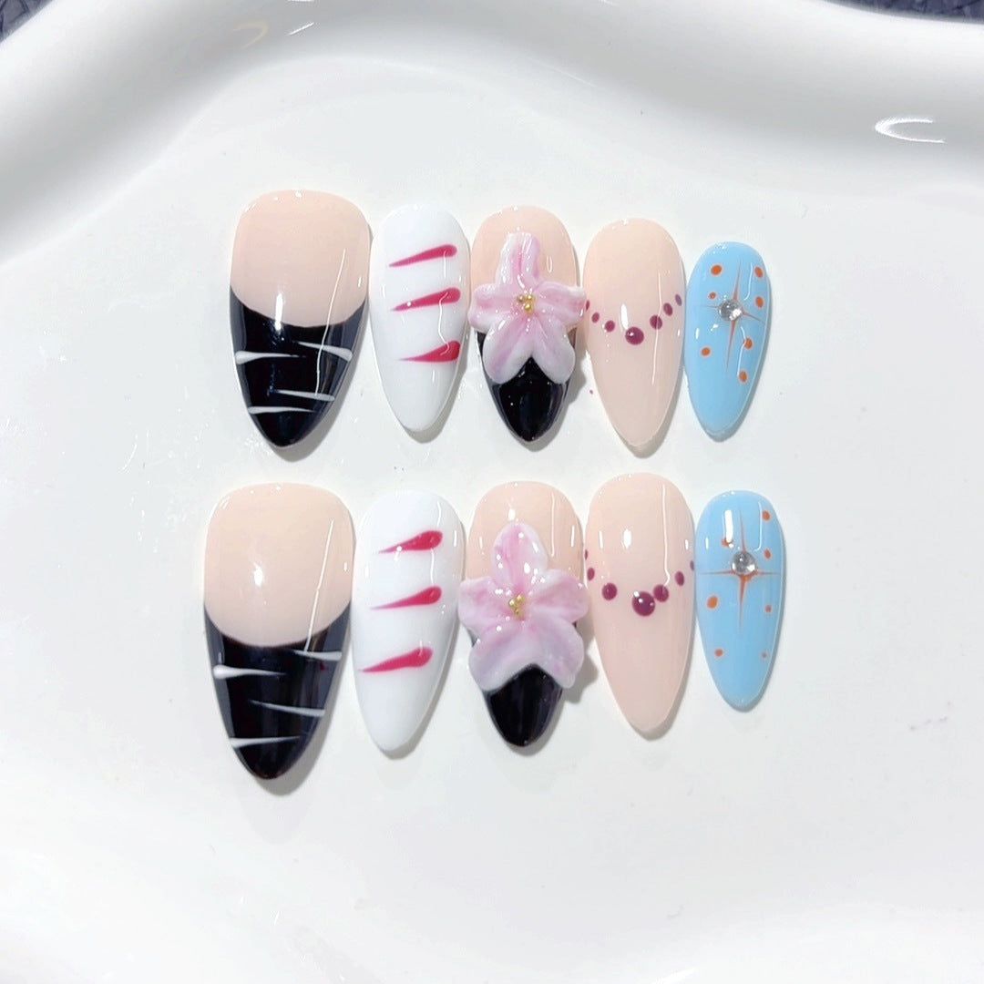 Sakura Edge: "Sakura Sangrenta" – Unhas Postiças Longas Amendoadas