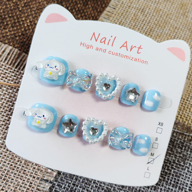 365nails: "cloudy cinnamoroll" – short round handmade kids press-on nails