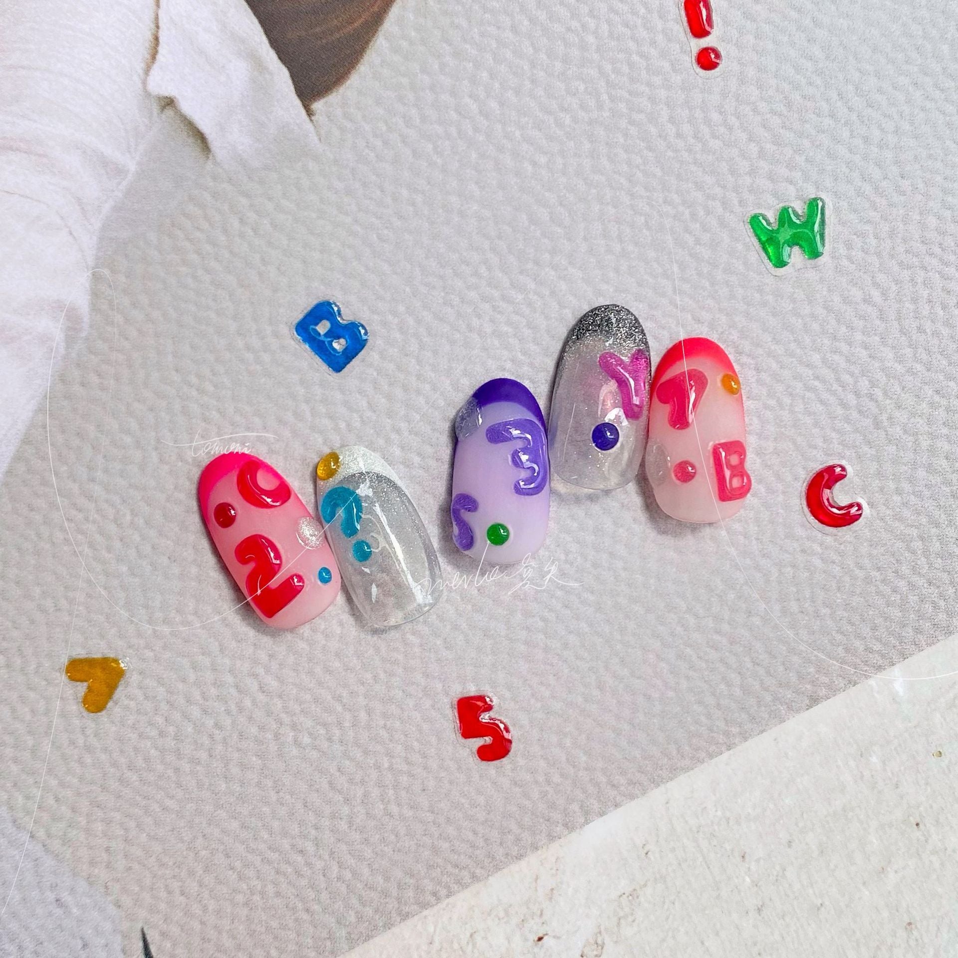 Jelly Rainbow Squiggle Collection: "Playful Pop" – 3D Embossed Nail Sticker