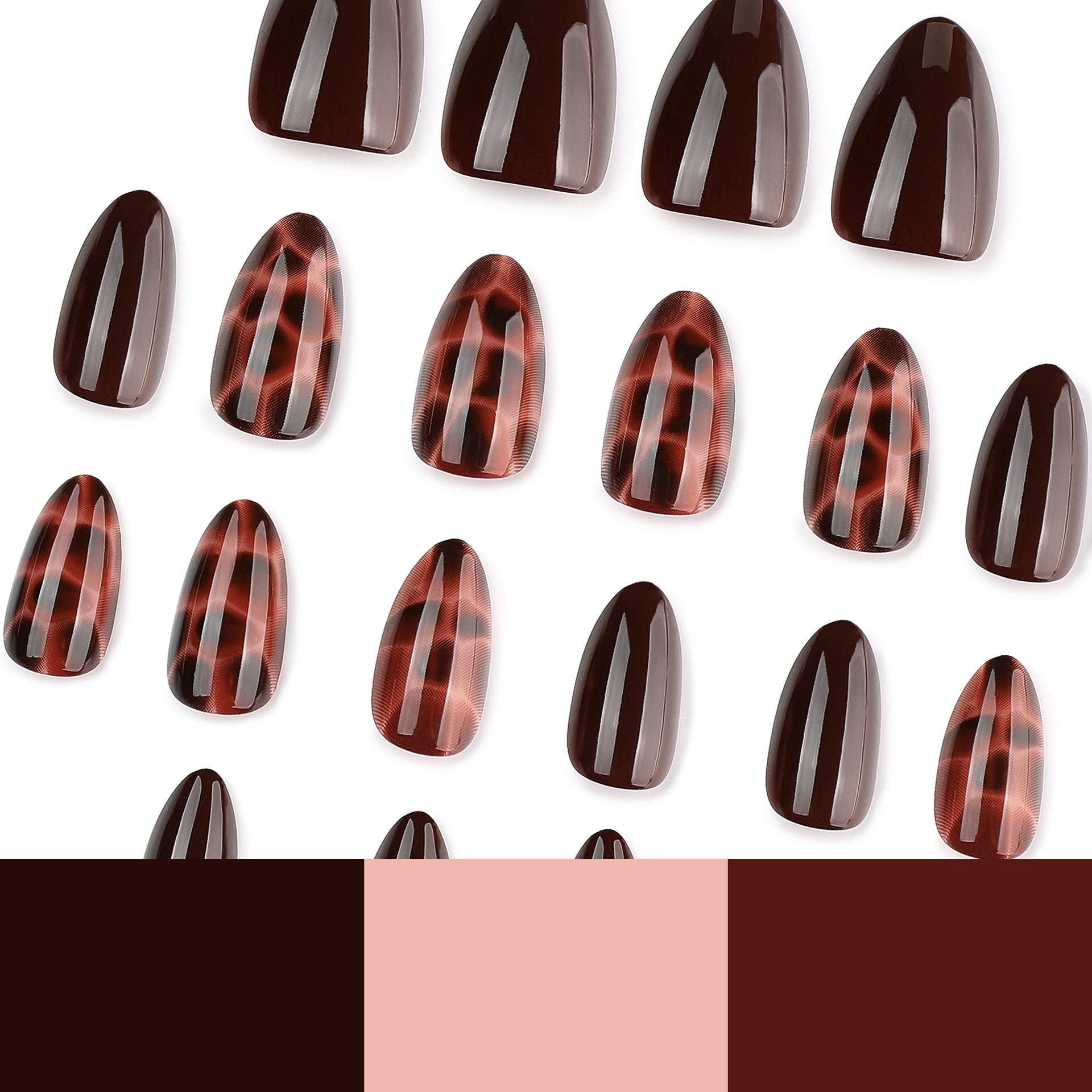 Lefan cross-border hot-selling autumn and winter tortoiseshell wearing nail almond nail manicure nail piece wearable nail piece finished product wholesale