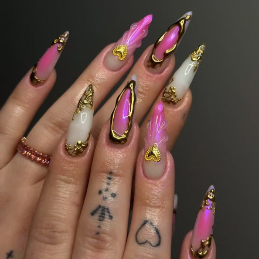 3D water droplets gradually change wearable nail piece fake nail Europe and the United States wear nail wholesale long tip reproducible nail fake nail｜365nails