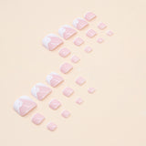 Unhas postiças francesas simples de margarida branca, unhas postiças pequenas para meninas, manicure especial para unhas postiças｜365nails