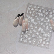 白色蕾絲蝴蝶：「飄逸蕾絲蝶」– 5D 浮雕指甲貼