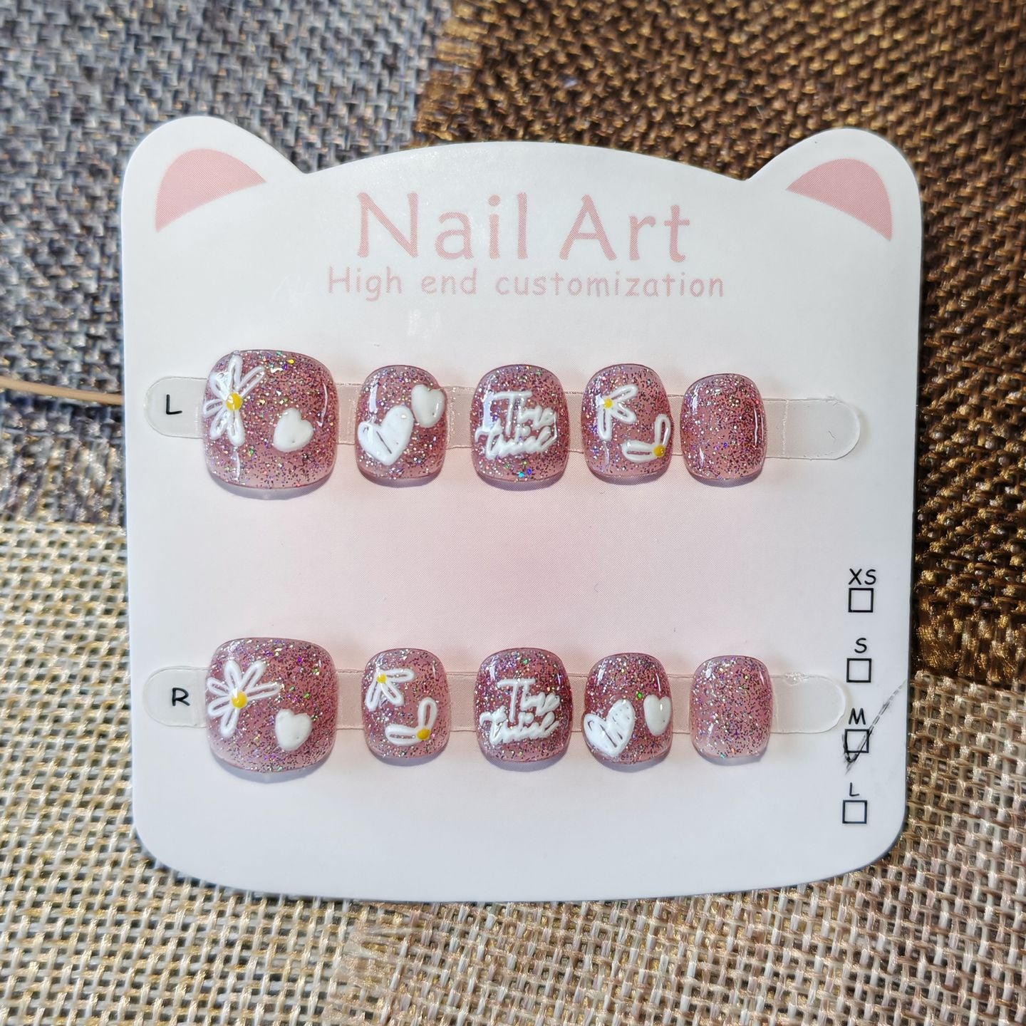 365nails: "starlit daisy" – short round handmade kids press-on nails