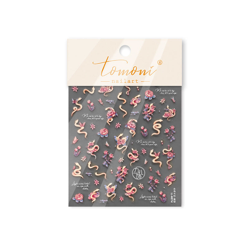 Conjunto de adesivos de unha Flor da Sorte e Bênção Chinesa – "Flor da Sorte Rosa"