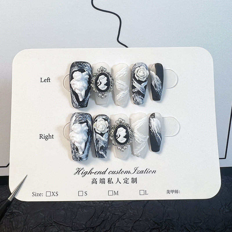 365nails: "Gothic Angel" – Long Coffin Handmade Press-On Nails