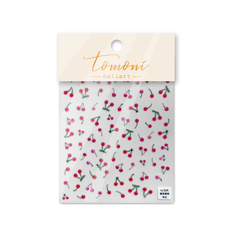 Jelly Cherry: "Sweet Summer Berry" – 5D Embossed Nail Sticker