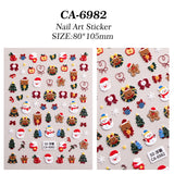 Cute Christmas Snowman Nail Art Sticker 5D Embossed Three-dimensional Santa Claus Elk Nail Sticker Ornament CA
