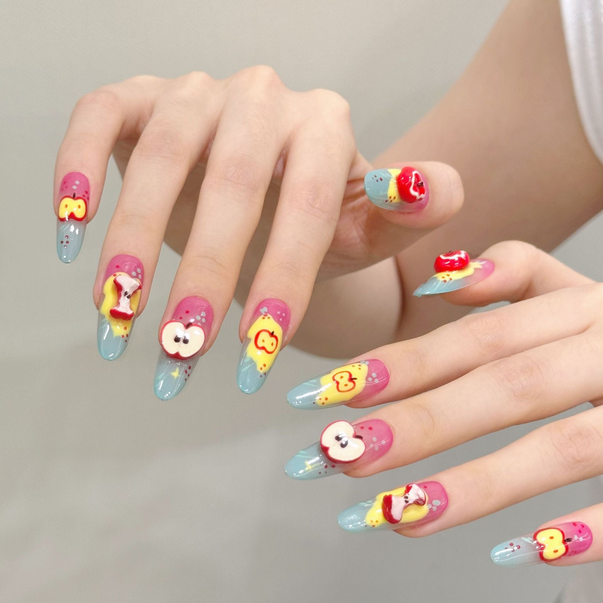 365nails: "Apple Party" – 3D Watermelon & Fruit Art Coffin Nails
