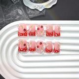 Red Polka Dot Nails with Ladybug and Cherry Details