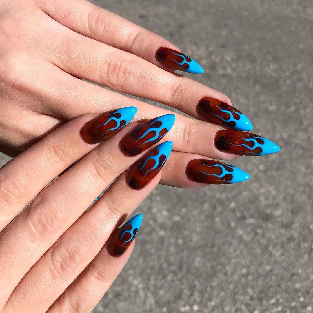 French Wear Nail Autumn and Winter Nail Patch Amber Nail Patch Flame Nail Patch Nail Patch Finished product, removable｜365nails