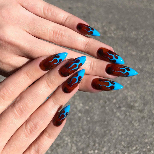 French Wear Nail Autumn and Winter Nail Patch Amber Nail Patch Flame Nail Patch Nail Patch Finished product, removable｜365nails