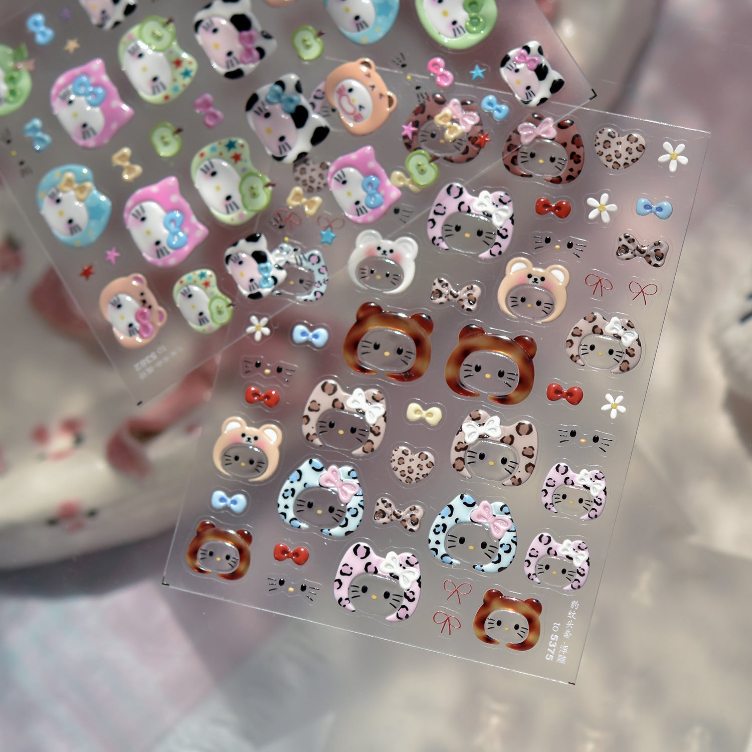 Hello Kitty Red Cherry & Mushroom Collection: "Cute Hello Kitty" – 3D Embossed Nail Sticker