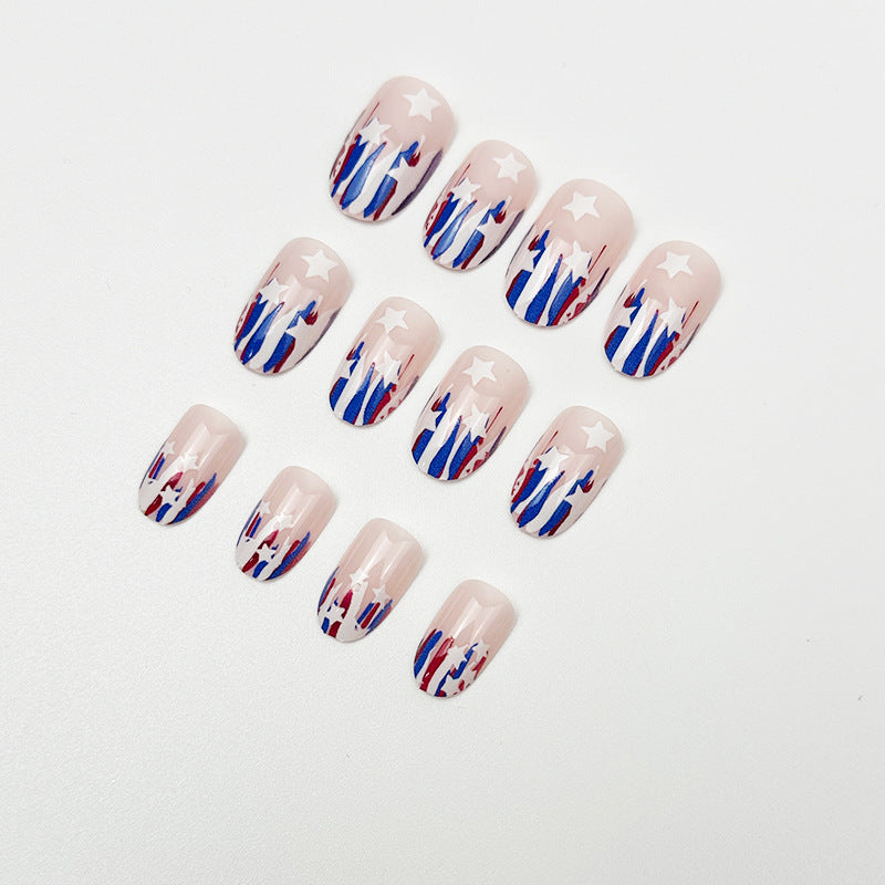365nails: "Liberty French" – Flag Canton & White French Oval Nails