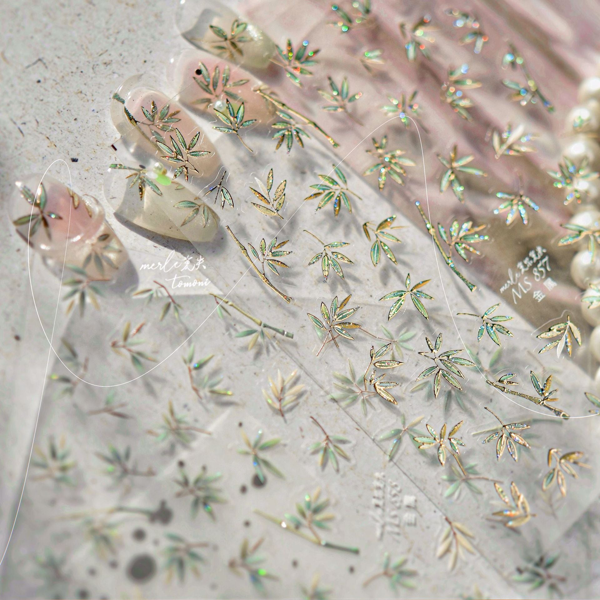 竹葉全息 – 優雅禪意美甲貼紙