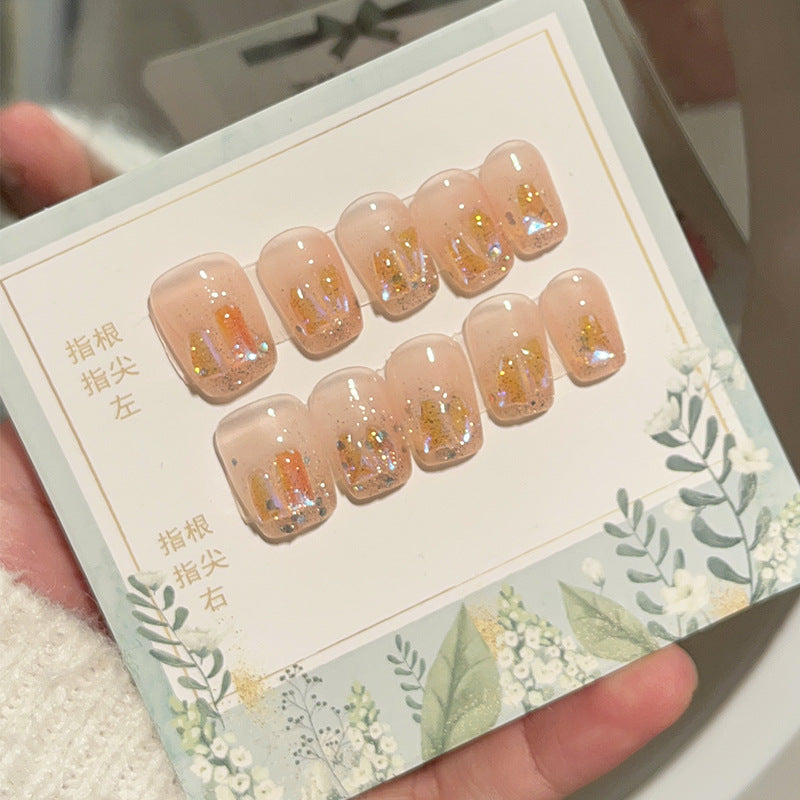 Warm Elf 同款短款彩色極光亮鑽可拆卸甲貼｜手工佩戴·批發｜365nails
