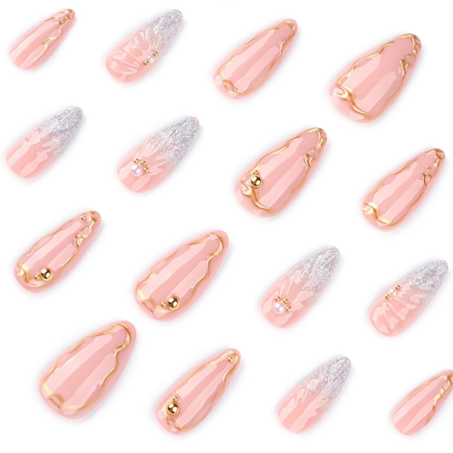 hot-selling water drop almond nail art fake nail 3D  hot-selling False Nail ｜365nails