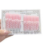 Soft Pink Bow Lace Sweet French Press On Nails