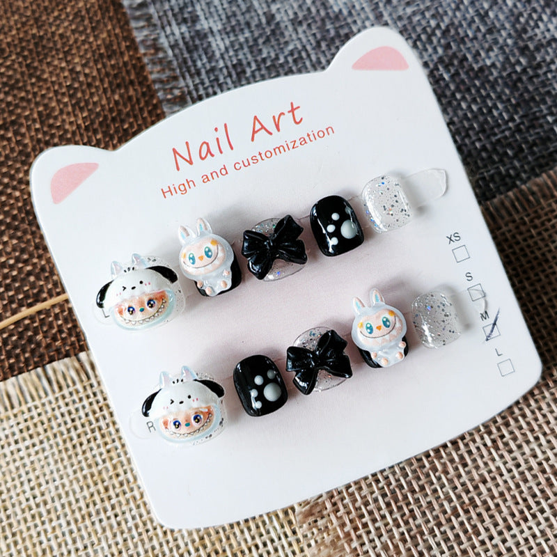 Série Infantil 365nails-Labubu: "Festa de Monstrinhos Fofos" – Arte de Unhas Quadradas Curtas para Crianças